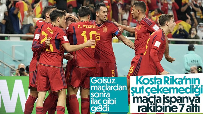 İspanya, Kosta Rika'yı 7 golle geçti