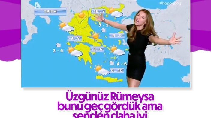 Yunan televizyonunda renkli hava durumu anonsu