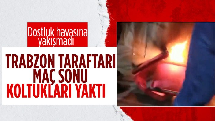 Galatasaray maçı sonrası Trabzonspor taraftarları, koltukları yaktı