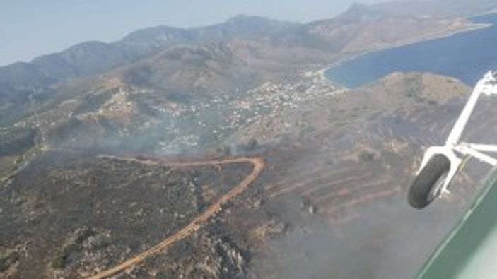 Datça'da yanan alan havadan görüntülendi