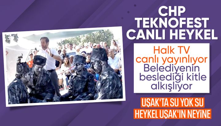 Halk TV'de dalga konusu olan yayın: Canlı Atatürk heykeli performansı