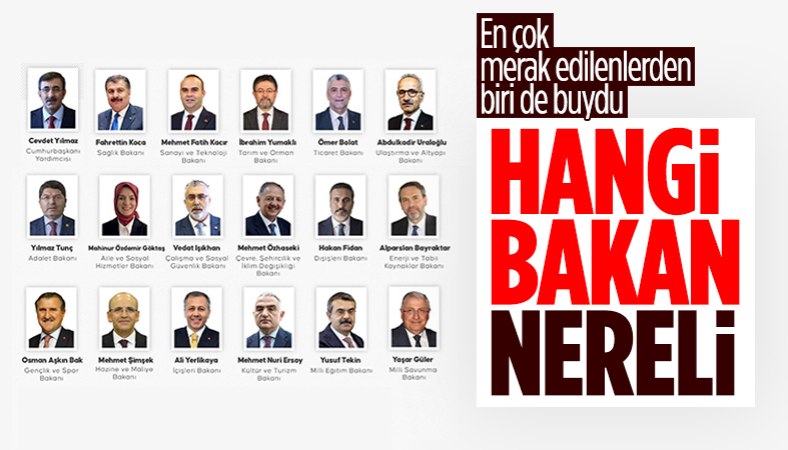 Yeni kabinede yer alan bakanların memleketleri