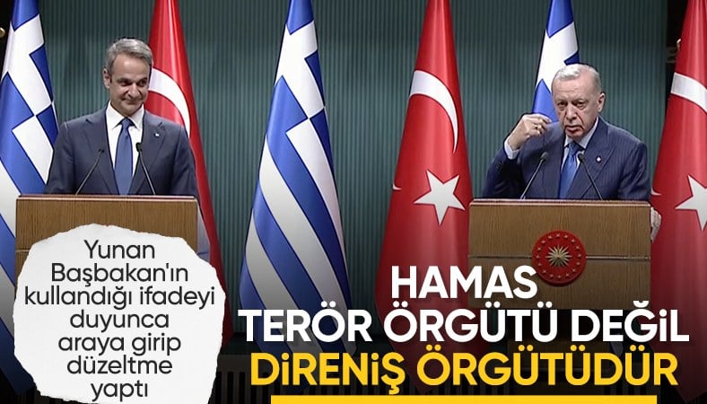 Cumhurbaşkanı Erdoğan'dan Miçotakis'e Hamas itirazı