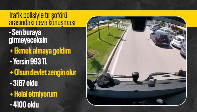 Trafik polisi ile tır şoförü arasında geçen ilginç diyalog