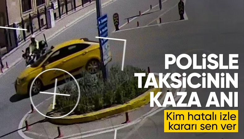 Amasya&#039;da motosikletli polis ile ticari taksi çarpıştı