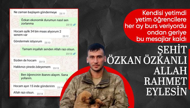 Şehit Özkan Özkanlı&#039;nın yetim öğrencilere maaşından burs verdiği öğrenildi