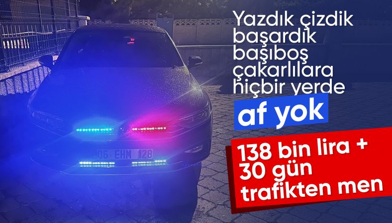 Çorum&#039;da usulsüz çakar kullanan sürücüye ve araç sahibine ceza yağdı