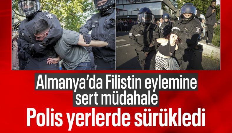 Alman polisinden Filistin&#039;e destek eylemine sert müdahale