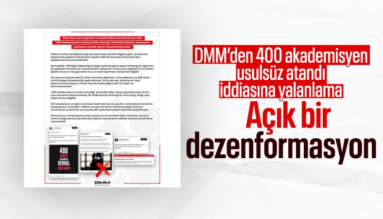 DMM’den akademisyen atamalarıyla ilgili iddialara yalanlama