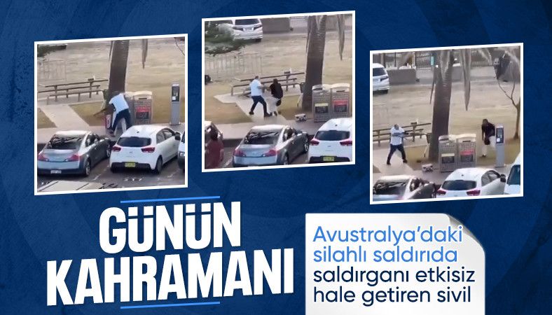 Avustralya'daki silahlı saldırganı etkisiz hale getiren sivil saniye saniye kamerada