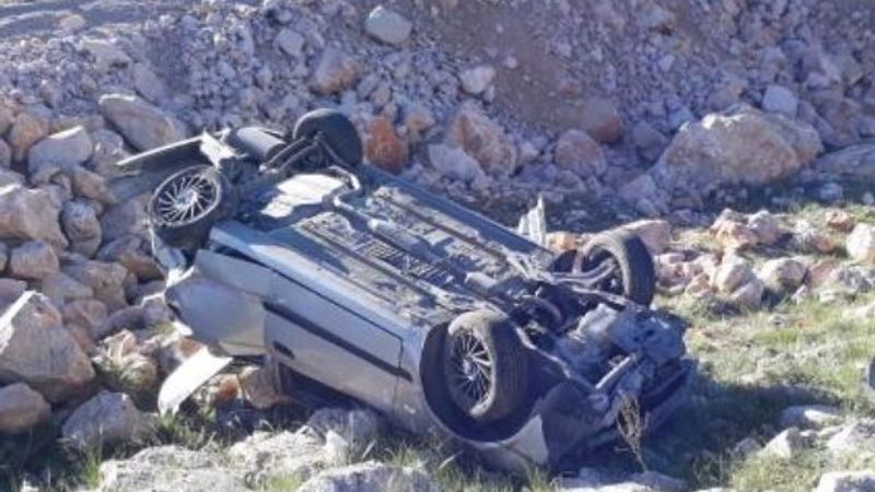 Sivas'ta otomobil şarampole devrildi