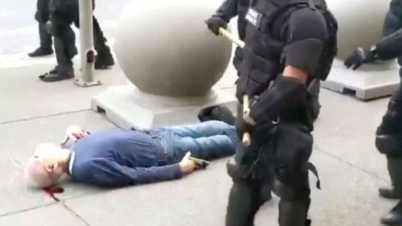 Trump: Yere düşen adam Antifa provokatörü