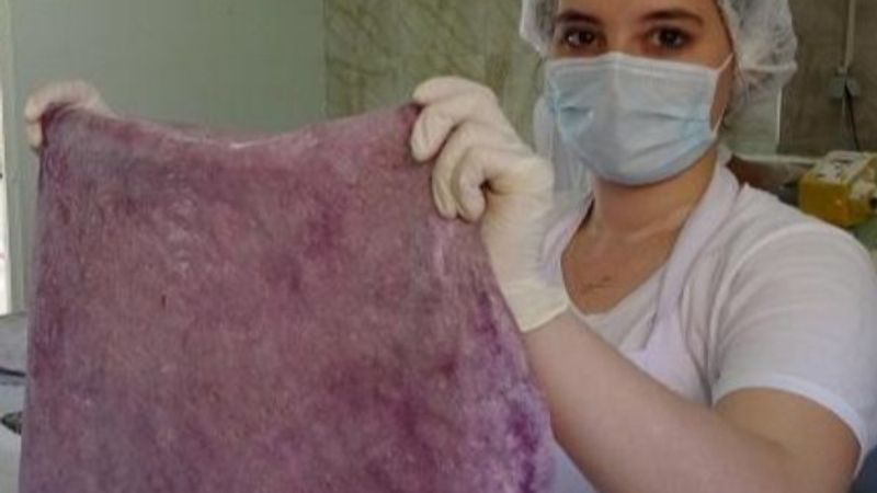 Edirne'de mor yufka üretildi