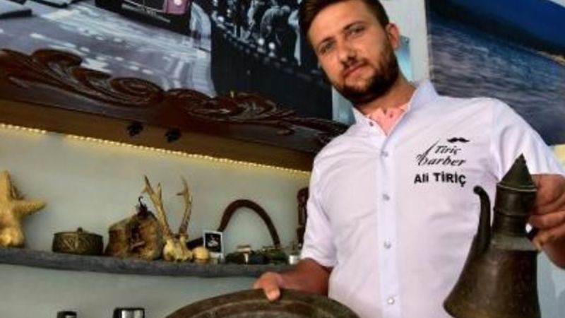 Muğla'da berber dükkanını antikacıya çevirdi