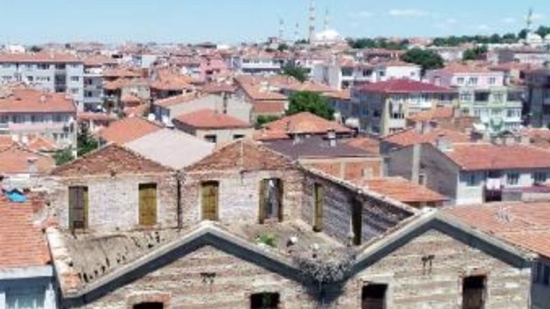 Edirne'de leylekler, tarihi binalara yuva yaptı