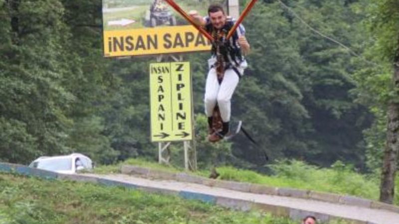 Rize'de adrenalin tutkunlarının yeni gözdesi İnsan Sapanı