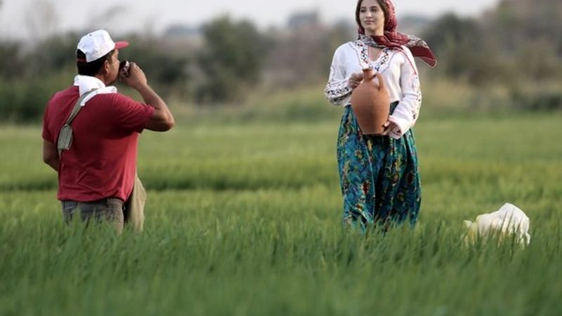 Edirne'de çeltik tarlası, doğal stüdyo oldu