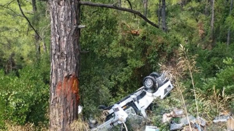 Muğla'da arı kovanı taşıyan kamyonet kaza yaptı