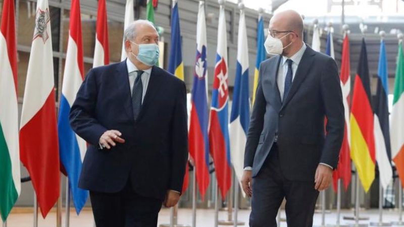 AB Konseyi Başkanı Michel, Ermenistan Cumhurbaşkanı Sarkisyan ile görüştü