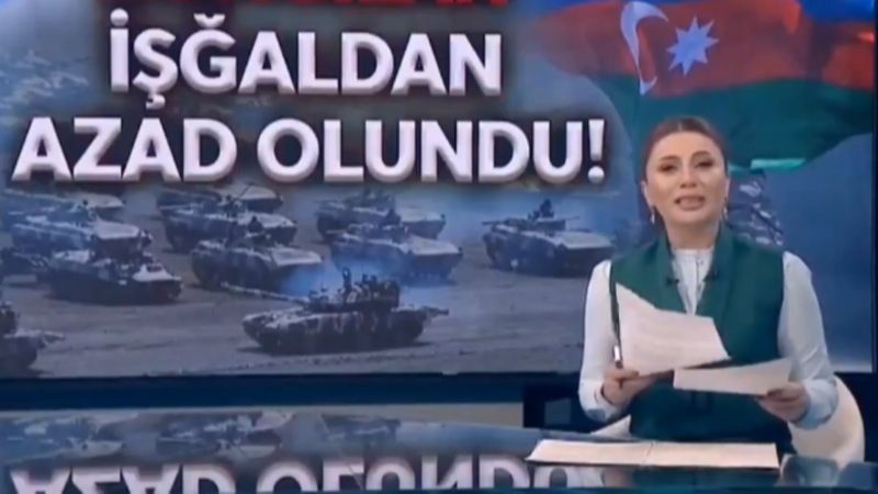 Azerbaycanlı spiker, memleketi Zengilan'ın kurtuluş haberini ağlayarak verdi
