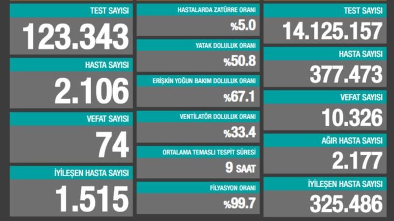 1 Kasım Türkiye'de koronavirüs bilançosu