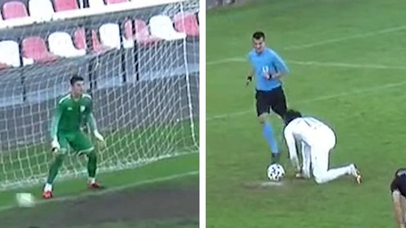 Ayakkabı bağlama taktiğiyle penaltıdan gol attı