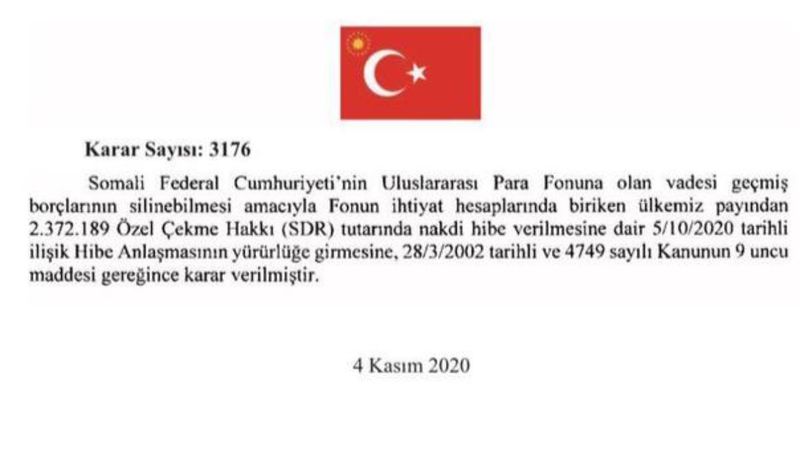 Türkiye, Somali'nin IMF'ye olan borcunu sildirdi