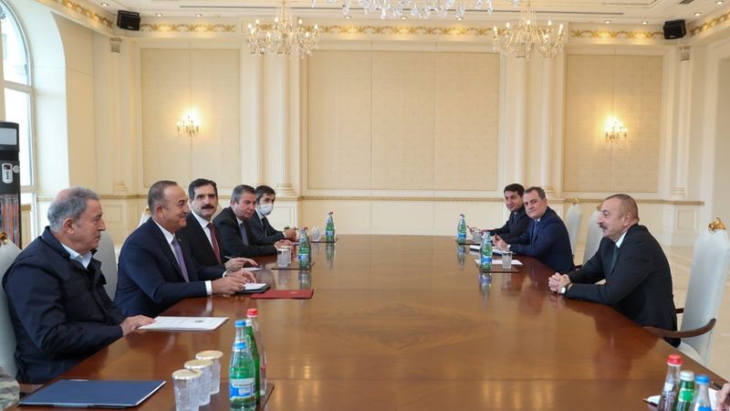 Mevlüt Çavuşoğlu ve Hulusi Akar, İlham Aliyev ile görüştü