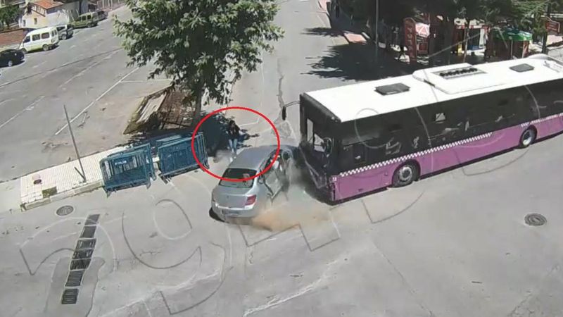 Çorum'da genç kızın kazadan kurtulma anı