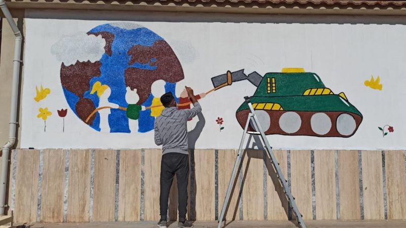 Yozgat'ta savaş mağduru çocuklardan duvar resimleriyle barış mesajı