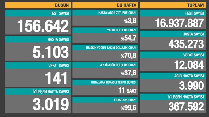 20 Kasım Türkiye'de koronavirüs salgını