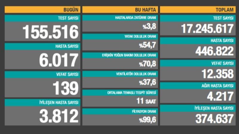 22 Kasım Türkiye'de koronavirüste son durum