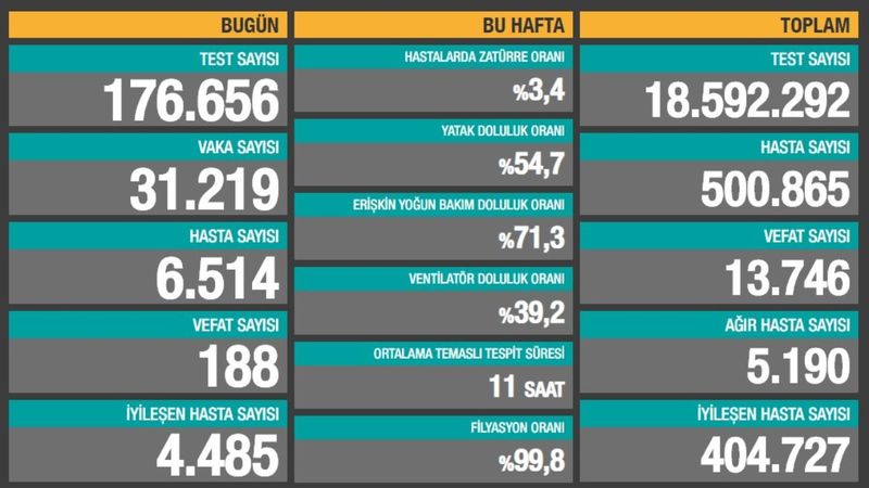 30 Kasım Türkiye'de koronavirüs bilançosu