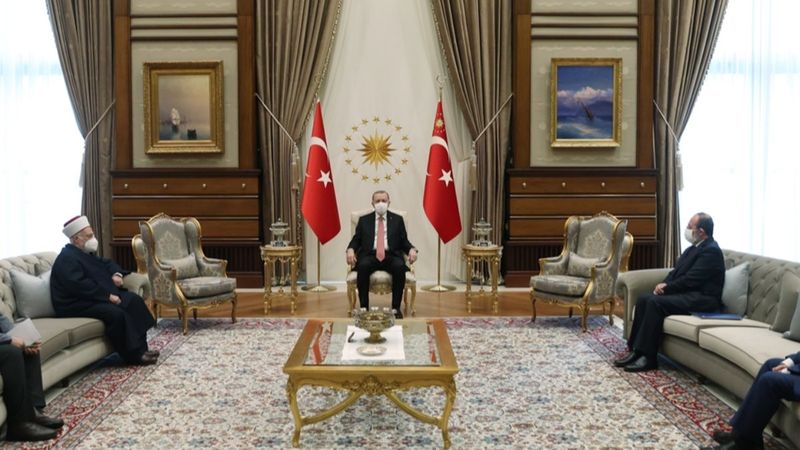 Cumhurbaşkanı Erdoğan, Mescid-i Aksa İmamı Şeyh İkrime Sabri'yi kabul etti