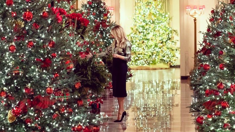 Melania Trump'ın, Beyaz Saray'da hazırladığı Noel dekoru ortaya çıktı