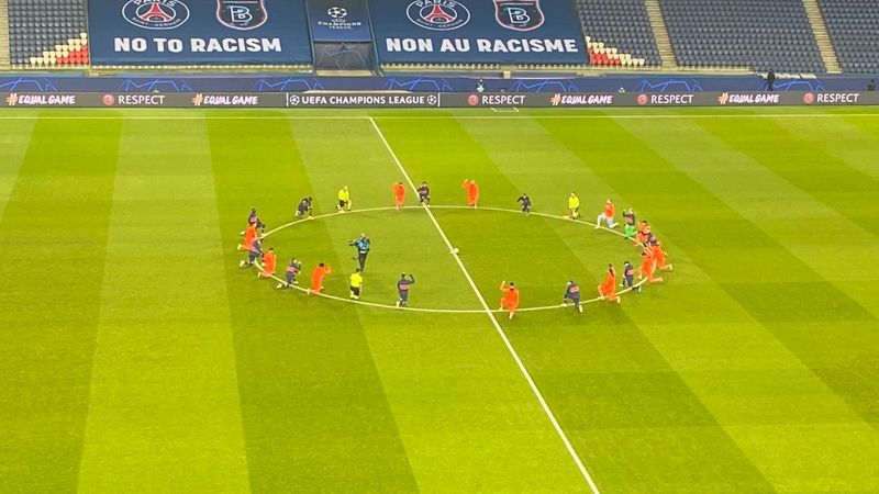 Başakşehir ve PSG'li futbolcular ırkçılığı protesto etti