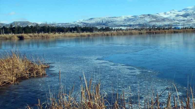 Ulaş Gölü'nün yüzeyi buz tuttu