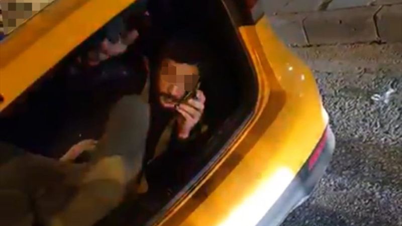 Ankara'da ceza yememek için taksinin bagajına saklandı