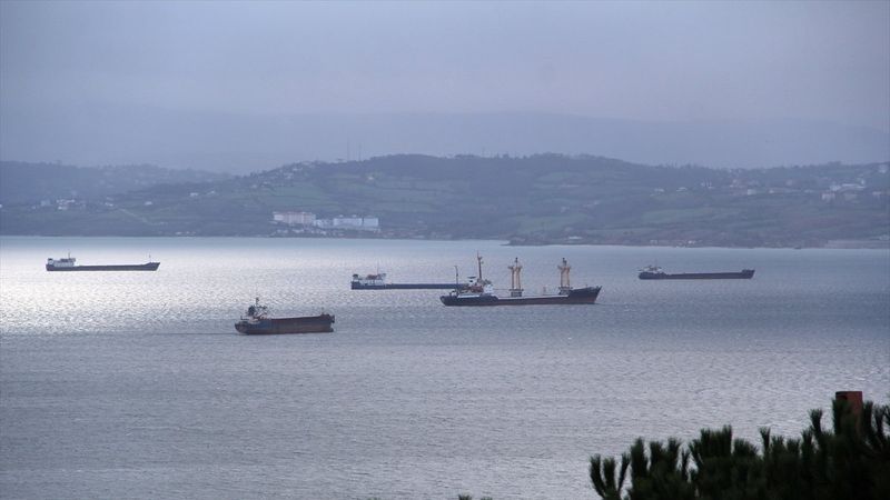 Karadeniz'de gemiler fırtınadan kaçıp Sinop doğal limanına sığındı