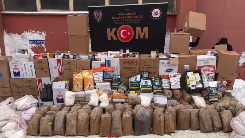 Ağrı polisi, 480 kilo kaçak tütüne el koydu