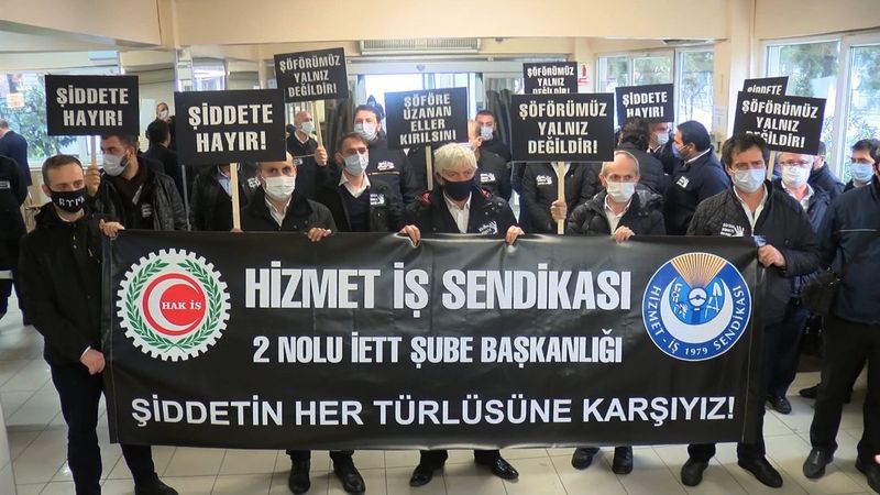 İstanbul'da İETT şoförlerine yapılan saldırılar protesto edildi