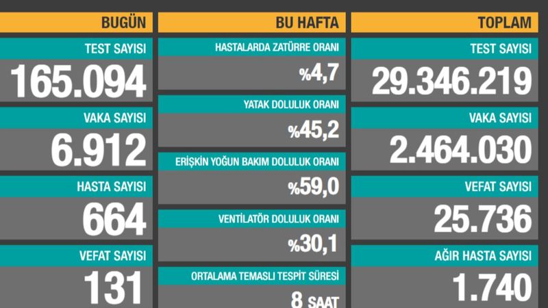 29 Ocak Türkiye'de koronavirüs tablosu