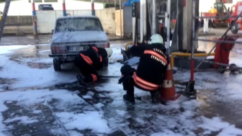 Trabzon'da akaryakıt istasyonunda yangın çıktı