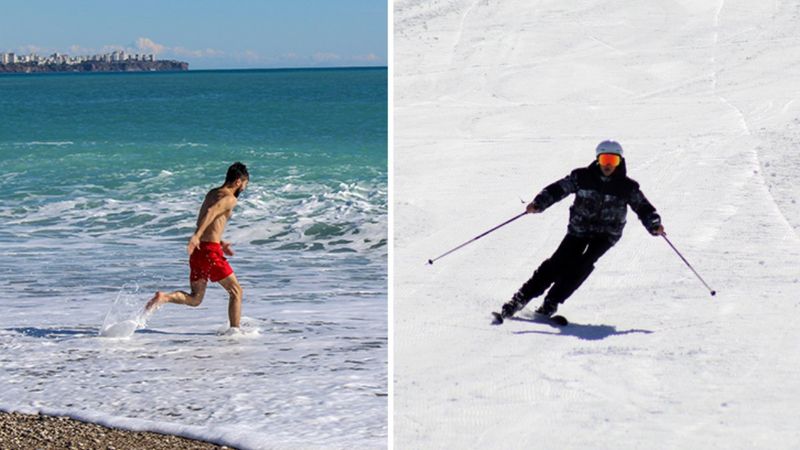 Antalya'da iki mevsim bir arada yaşanıyor