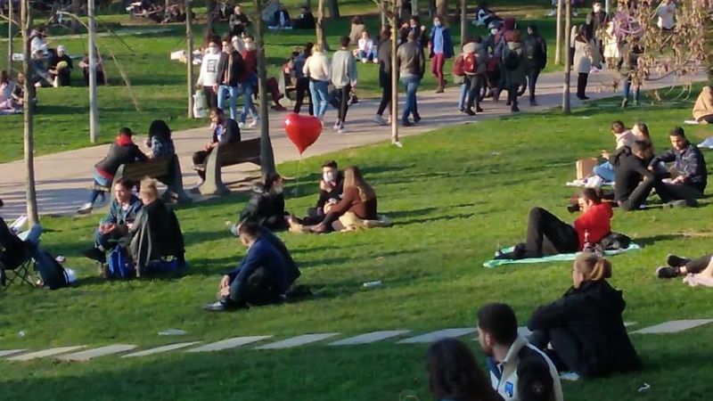 Maçka Parkı’nda dikkat çeken kalabalık