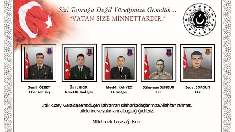 Milli Savunma Bakanlığı: Şehitlerimize Allah’tan rahmet dileriz