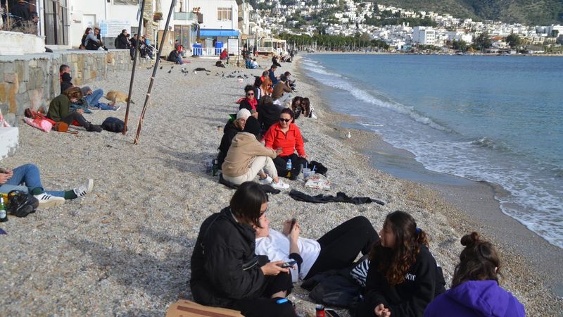 Bodrum sahillerinde dikkat çeken yoğunluk