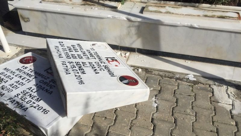 Adana'da 15 Temmuz şehidi ikiz polislerin mezarlarına alçak saldırı