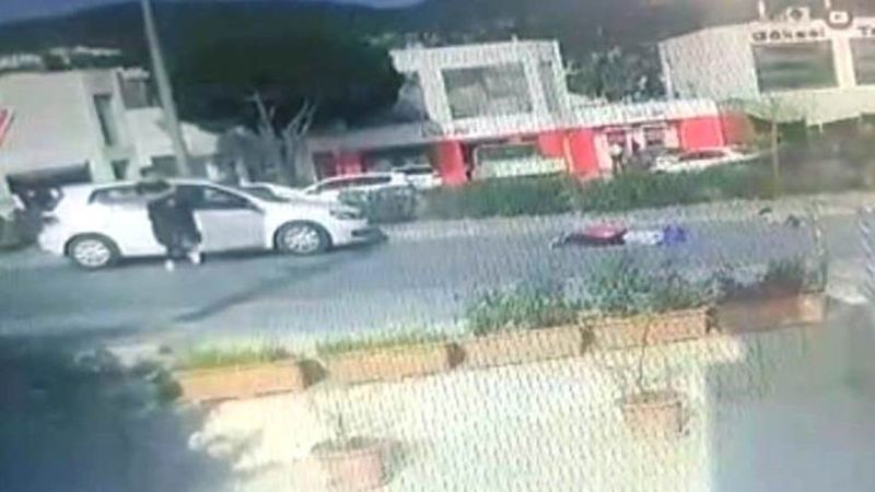 Bodrum'da anne ve çocuğunun metrelerce sürüklendiği kaza anı