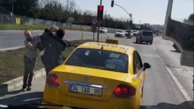 Çatalca'da kamyoncu ile taksicinin kavgası